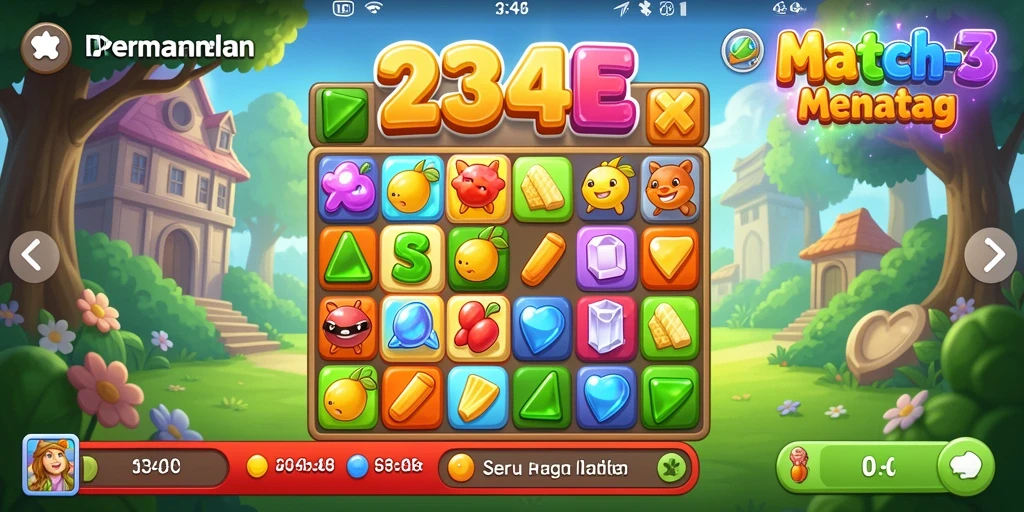 Tampilan gameplay yang seru dan penuh warna di 234E.