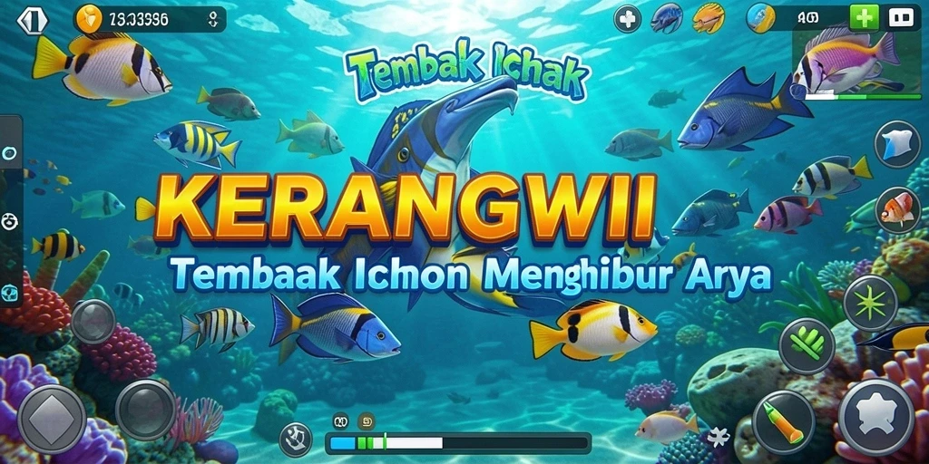 Tampilan gameplay KERANGWIN dengan aksi tembak ikan yang seru.