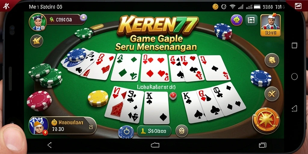 Screenshot dari gameplay Gaple KEREN77 yang seru.