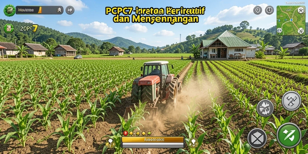 Tampilan gameplay PCPC7 yang memukau dengan aktivitas bertani.